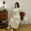 Style Polka Dot A Line Dress With Cinched Waist For Adult Women Spring
