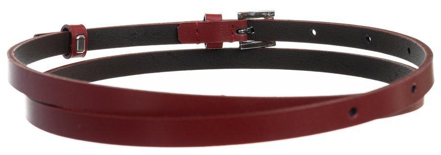 Classic, narrow women's belt with a silver metal buckle