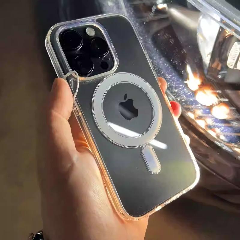 

Fashion Transparent For Magsafe Magnetic Phone Case For iPhone 16 15 14 13 12 11 Pro Max Plus Clear Hard Cover funda For iPhone 15 Plus