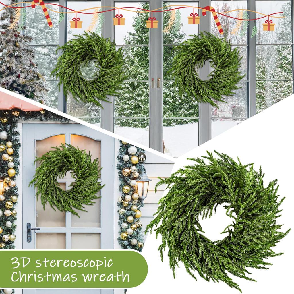 Christmas Kitchen Cabinet Wreaths With Plaid Bow Ribbon Hanging Cabinet Doors Wreaths Decorative For Kitchen Window Outdoor Indoor Holiday Decor