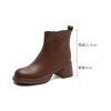French Leather High Heel Martin Boots Women's Versatile Low Tube Chelsea Boots Vintage Fashion Knight Skinny Boots