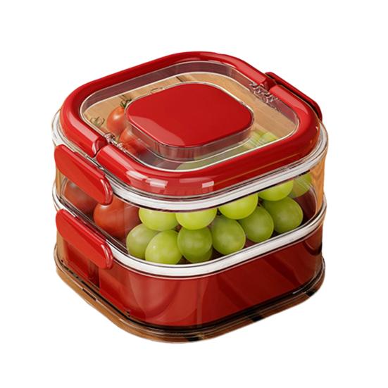 Fruit Storage Box Leak-Proof Sealed Multi-layer Food Container with Partition And Top Storage Portable Lunchbox for Kitchen Outdoor Camping