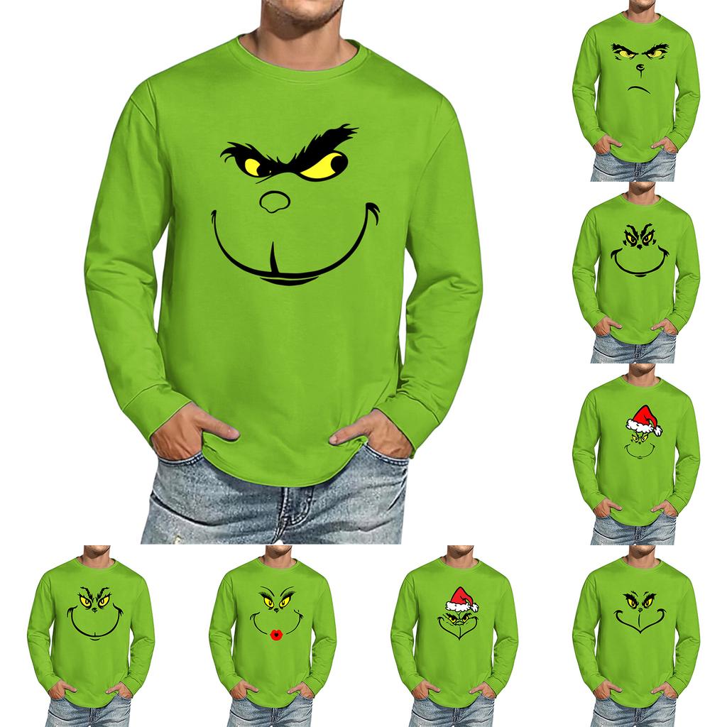 Men's Christmas Printed Imitation Cotton Long-sleeved Shirt