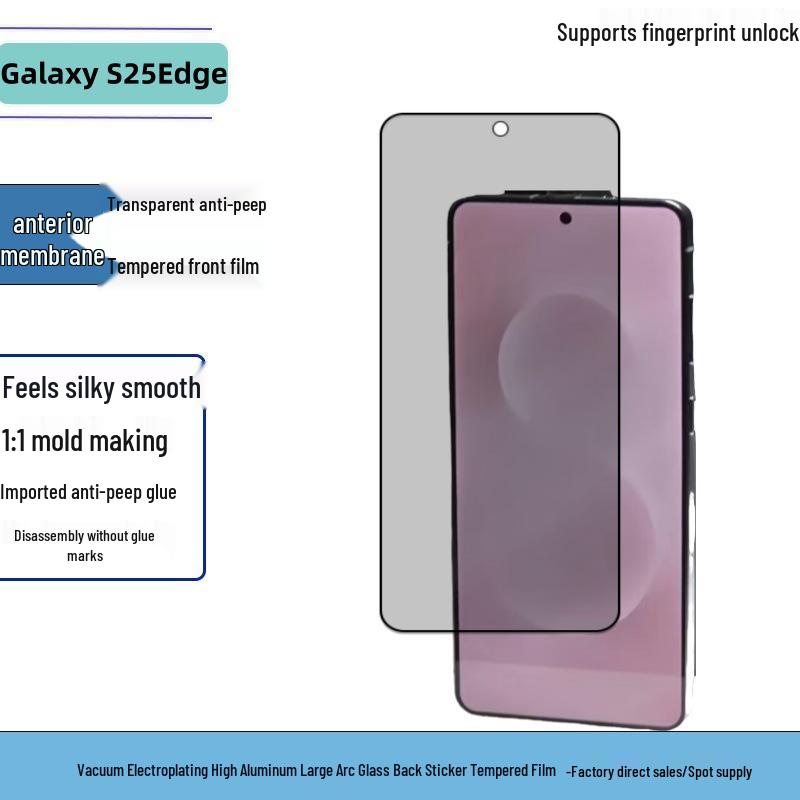 Samsung S25 Edge/S24 Ultra Vollbild-Schutzfolie aus gehärtetem Glas - Hochauflösend, Entsperrbar, Galvanisiert.