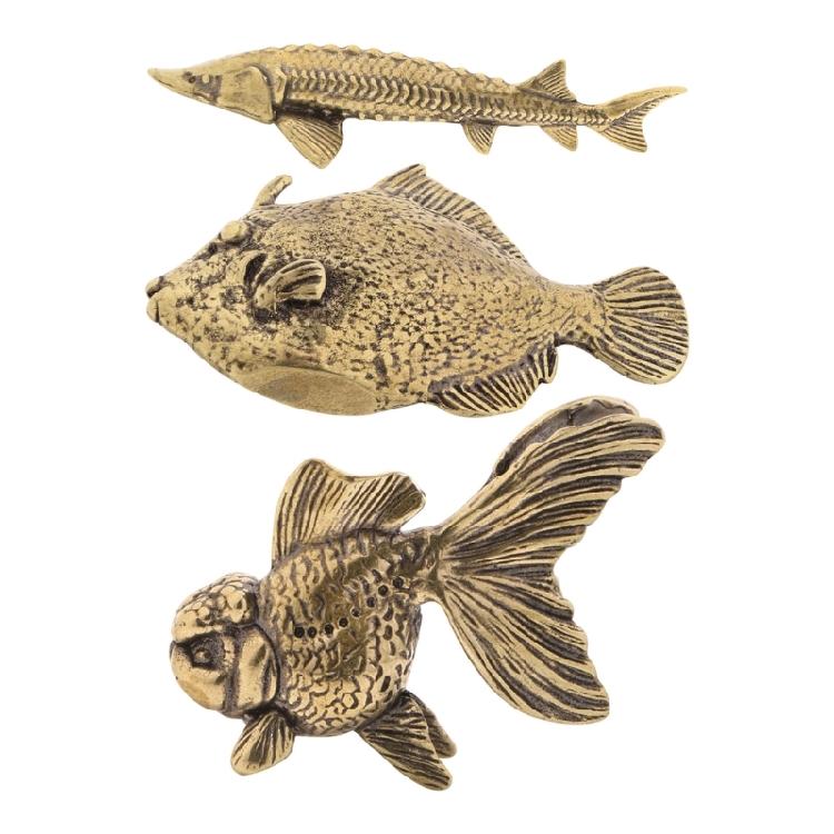 Metal Sturgeon Fish Miniature Figurine Antique Animal Sculpture Decorative Art Piece Ornament for Shelf Desk Gifting