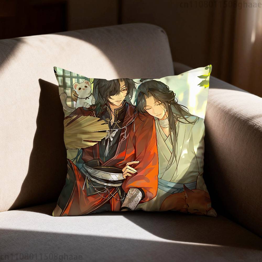 Heaven Officials Blessing  Pillow Case Square DoubleSided Printing Short Plush Sofa Cushion Cover Bedroom Bedside Pillow