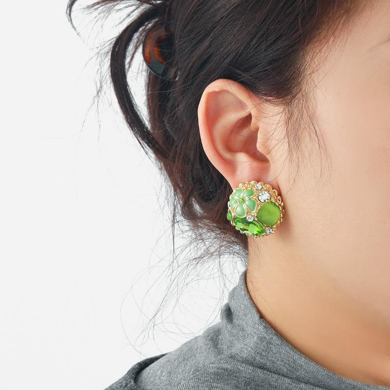 Runde Super-Flash-Strassstein-Blumenohrringe Damen Nischen-Design Hochwertige Steckerohrringe Sommer Leichter Luxus
