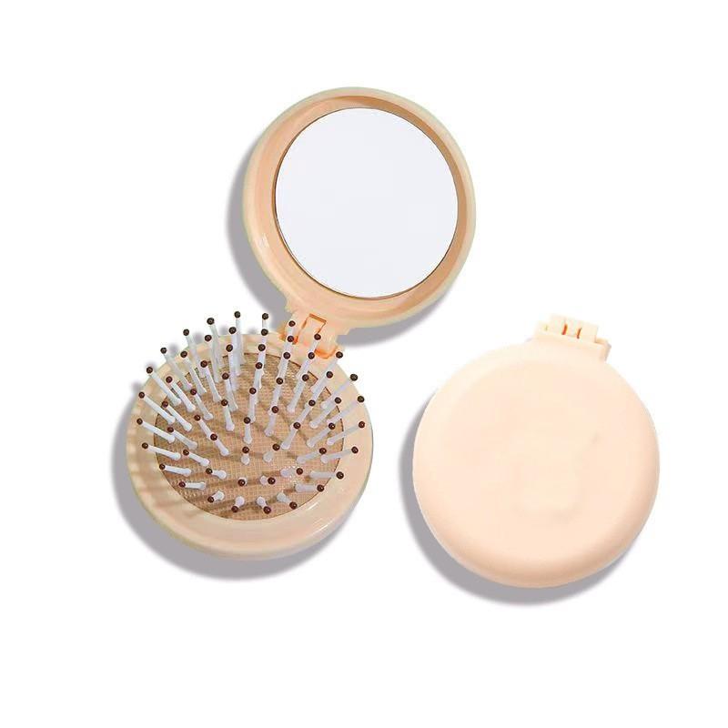 

Mini Portable Folding Travel Hair Brush with Mirror for Women Lightweight Plastic Dual Fold Design for Outdoor Use Hand Washable