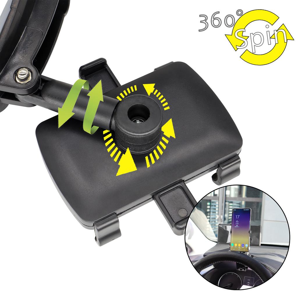 Mobile Phone Holder Dashboard Car Mount Dash 360° Rotation Stand Cradle Panel Multi-Functional Universal GPS Bracket Holder Clip