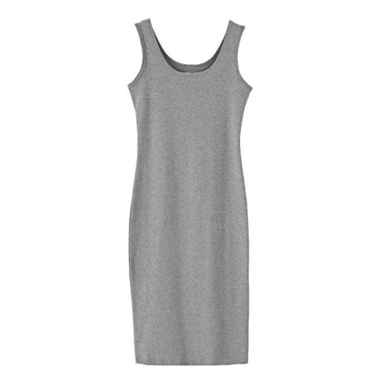 Dámské midi tílkové šaty Letní ležérní Bez rukávů Lopatkový výstřih Základní tričkové šaty Plážové bodycon letní šaty