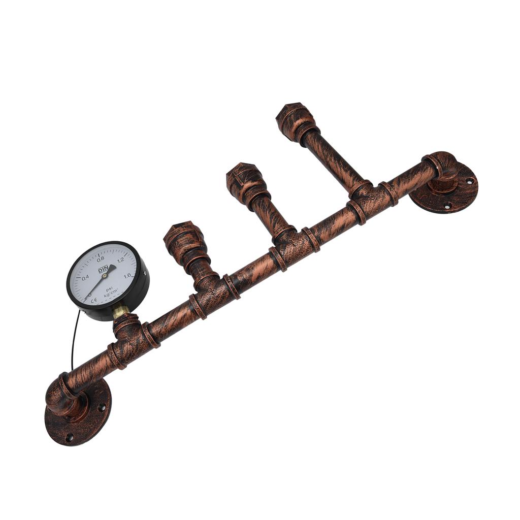 Iron Wall Lamp 3 Head Water Pipe Light Steampunk Retro Wall Lamp with E27 Socket for Restaurant