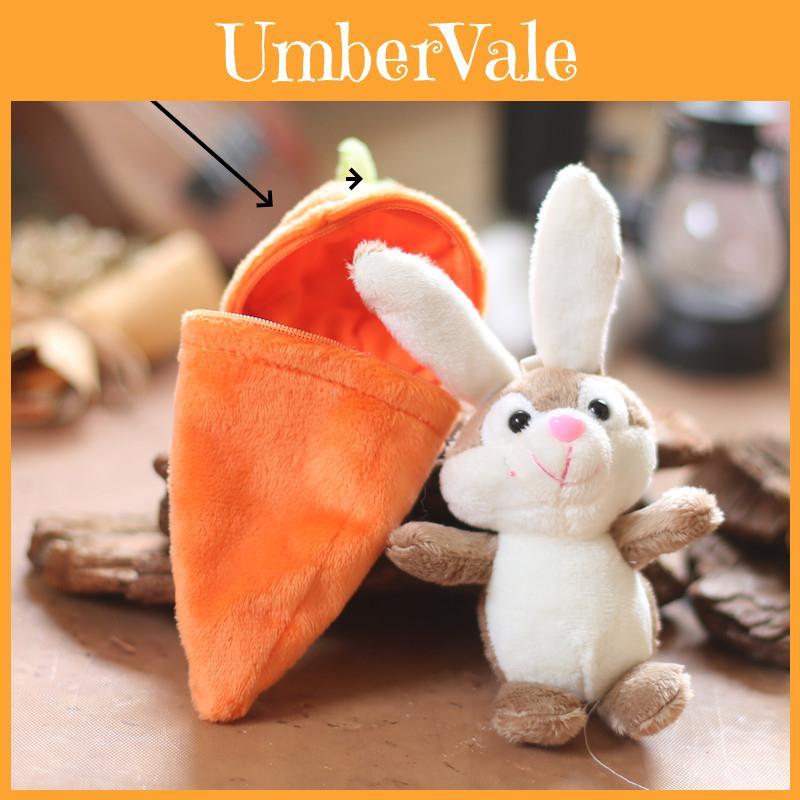 Cute Carrot Bunny Plush Toy Pendant For Bags And Keys, Soft Short Plush, 15cm Height