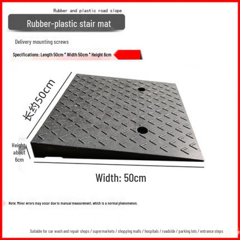 Rubber-Plastic Car Ramp: Slope Mat, Curb Edge, Uphill Climb, Triangle Speed Bump