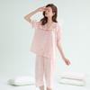 Fenteng 100% Pure Cotton Lace V-Neck Short-Sleeved Cropped Pants Home Suit Set Pajamas