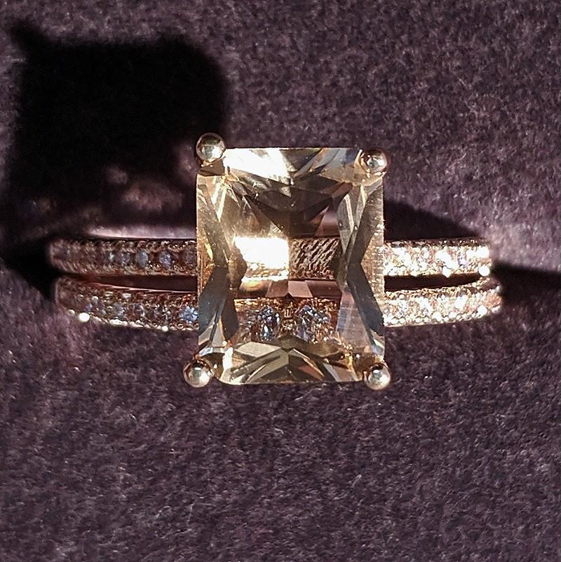 

European and American Rose Gold Micro-Paved Engagement Ring Set - r5026 Size 9 розового золота
