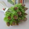 2 Stück 7 Zweige künstlicher Kunststoff Pinienkerne Zapfen Fake Pflanzen Baum für Weihnachten Party Dekoration Kunstgras Weihnachten Pome Dekoration