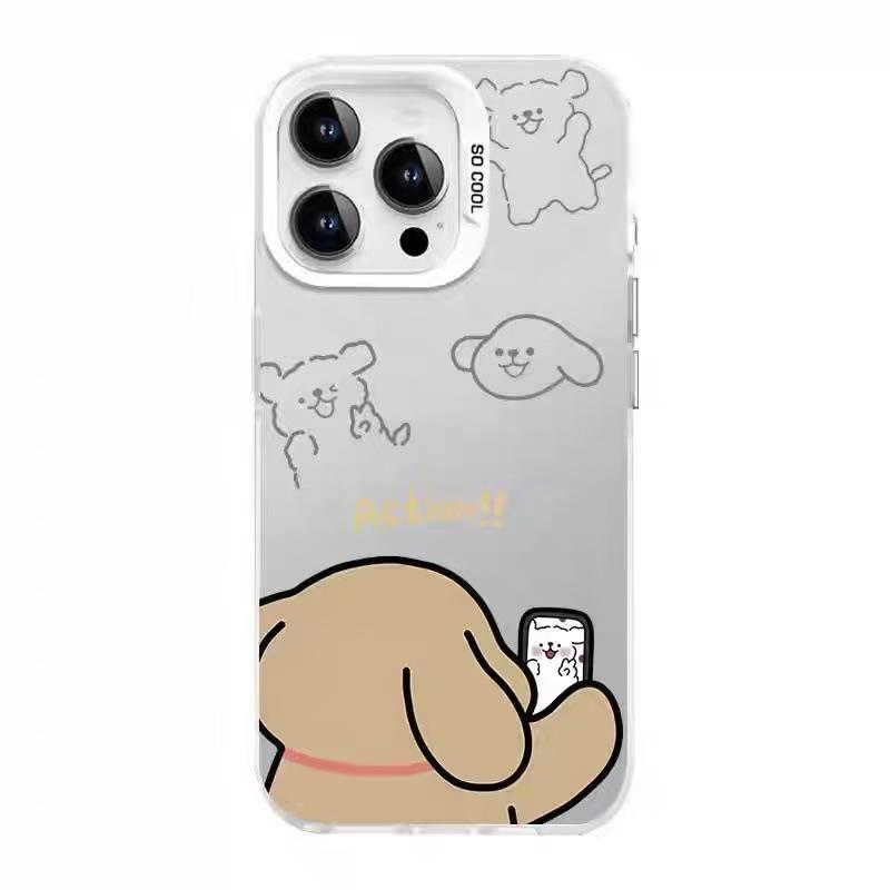 

Милый Щенок Видеозвонок Пара Узор Чехол для Телефона для Серии iPhone 17 16 15 14 13 12 11 16E Pro Max Plus Двухслойная Защита iphone 17 ProMax