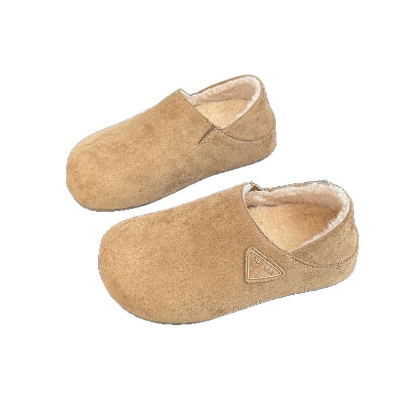 Cowhide version all-inclusive women's winter velvet thickened warm snow cotton shoes one pedal lamb wool shoes