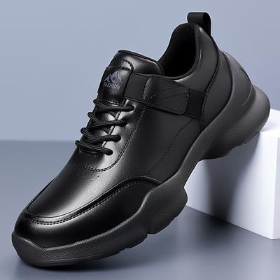 Nouveauté automne luxe léger haute qualité cuir souple semelle souple chaussures décontractées chaussures de sport imperméables noires