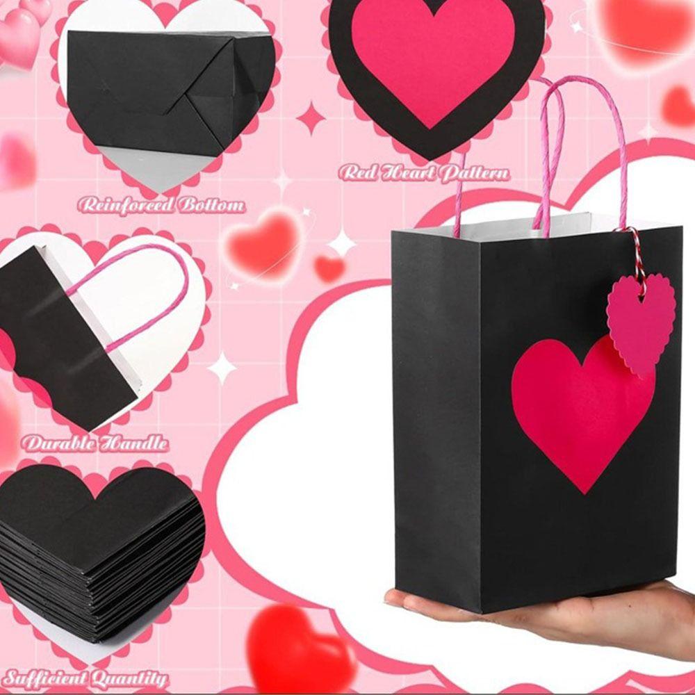 10/12pcs Red Heart Kraft Heart Shaped Bag DIY LOVE Gift Packing Bag  Valentine's Day
