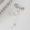 Hip Hop Trendy Imitation Pearl Tassel Chain Brooches for Men Women Waist-shaping Fixed Pin Accessory Multi-functional Jewelry