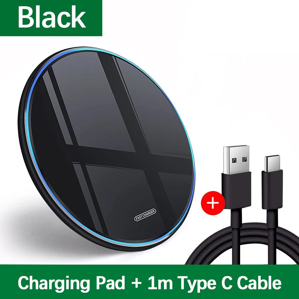 Wireless Charger Pad Stand Desktop Ultra-thin Mobile Phone Fast Charging Dock Station For iPhone 16 15 14 13 Samsung Note Xiaomi