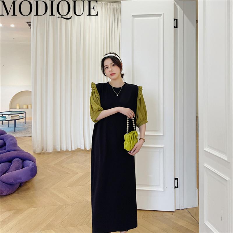 MODIQUE Summer Plus Size New Dress Shirt Women Loose Streetwear Cotton Linen Sweet  Dress - Casual Female Dresses O-Neck Lantern Sleeve