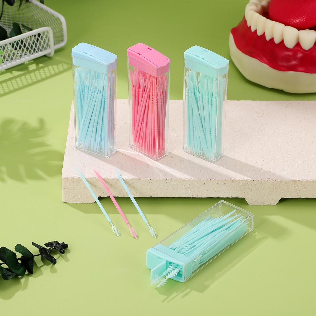 200 Pcs Toothpicks Interdental Brush Teeth Cleaning Tools Stainless Steel Gum Travel