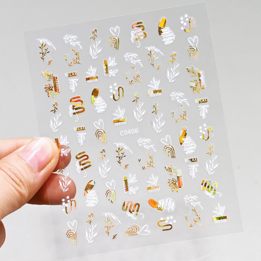 Stripe Abstract Mix And Match Nail Art Sticker Adhesive 3D Line Simple Retro Girl Nail Decoration Sticker