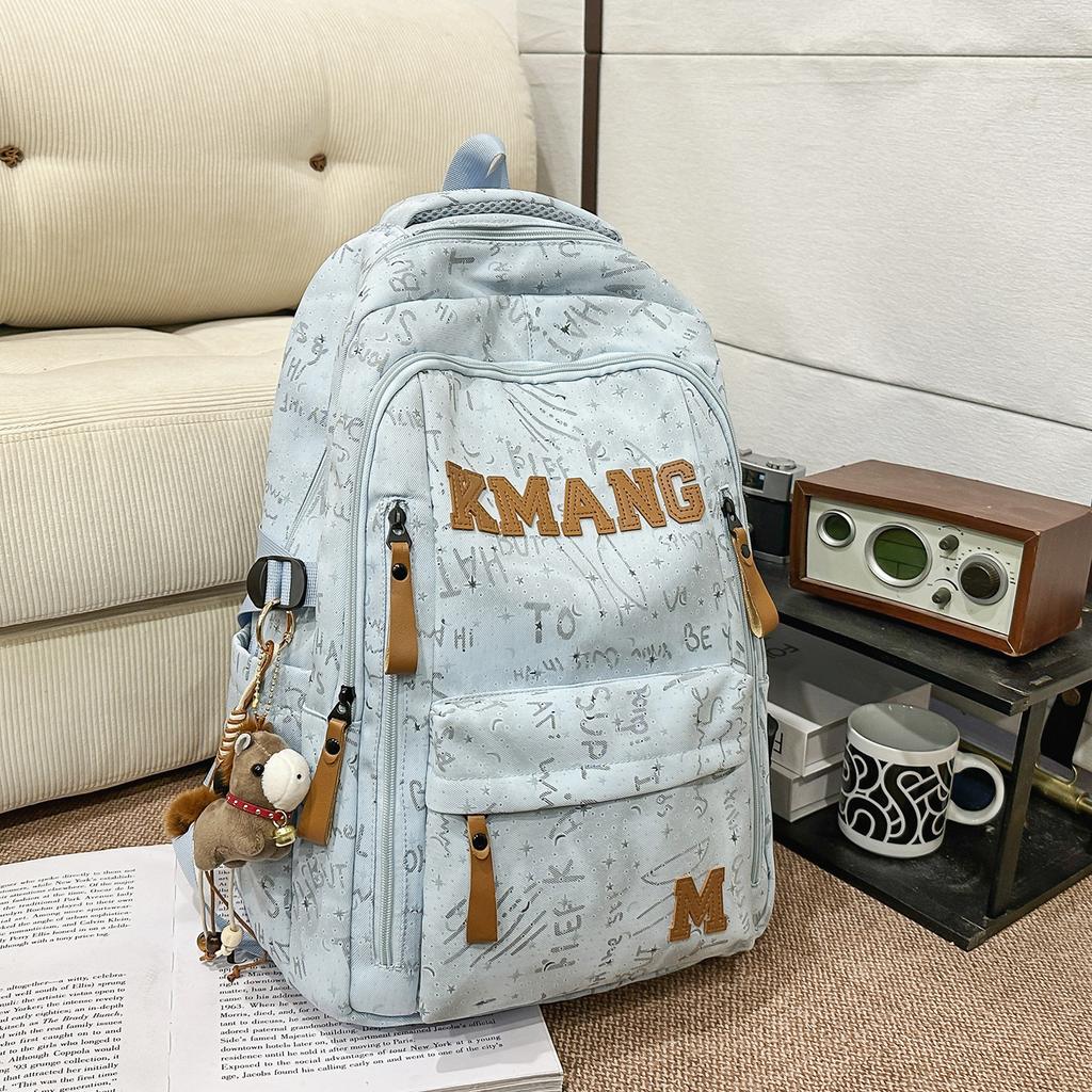 Schoolbag Student Schoolbag New Retro Large Letter Casual Backpack Men and Women Large Capacity Travel Waterproof Campus Wind
