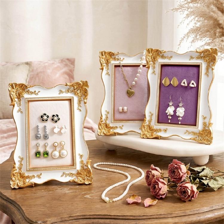 Freestanding Earring Holder Stand with Soft Lined Panel, Jewelry Display Frame for Vanity Tabletop Storage Home