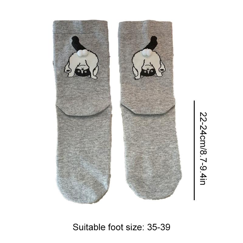 1Pair Three-dimensional Cartoon Cat Pattern Comfortable Print Skin-Friendly Multi-element Animal Egg Socks Cotton Socks
