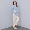Women's Embroidered Five-Sleeve Button-Down Shirt