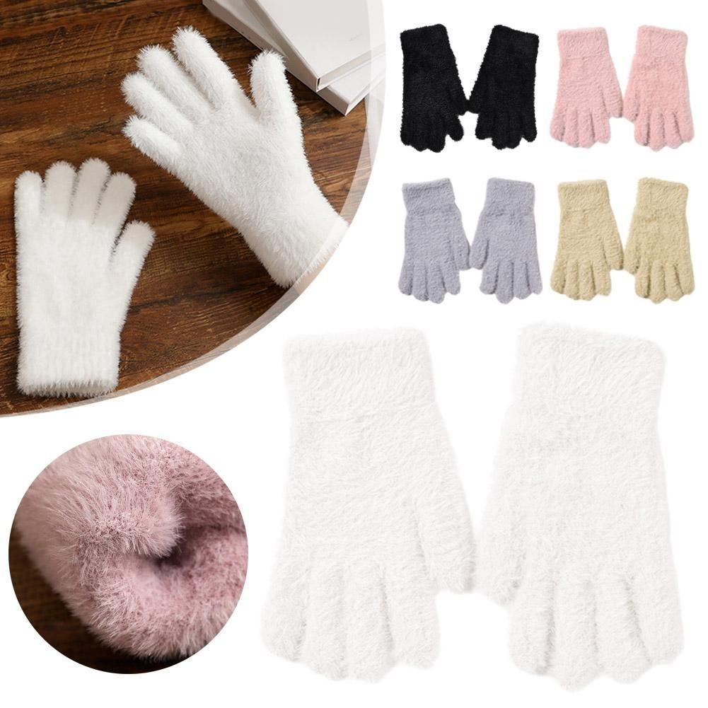 Winter Faux Fur Soft Touch Full Finger Gloves Warm Cozy Texture Comfortable Fit for Outdoor and Indoor Use