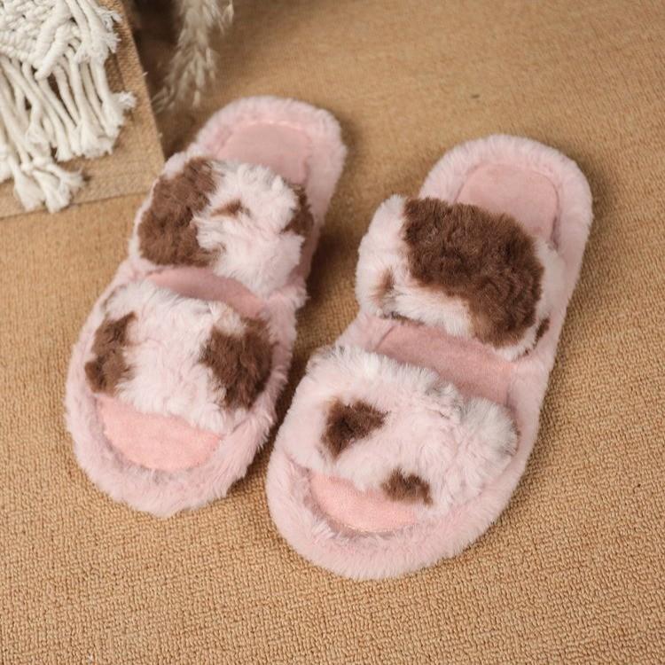 

Модные женские зимние теплые мультяшные тапочки с закрытым носком, нескользящие пушистые домашние тапочки, женские комнатные тапочки для спальни с толстой подошвой, плюшевые тапочки 35 розовый