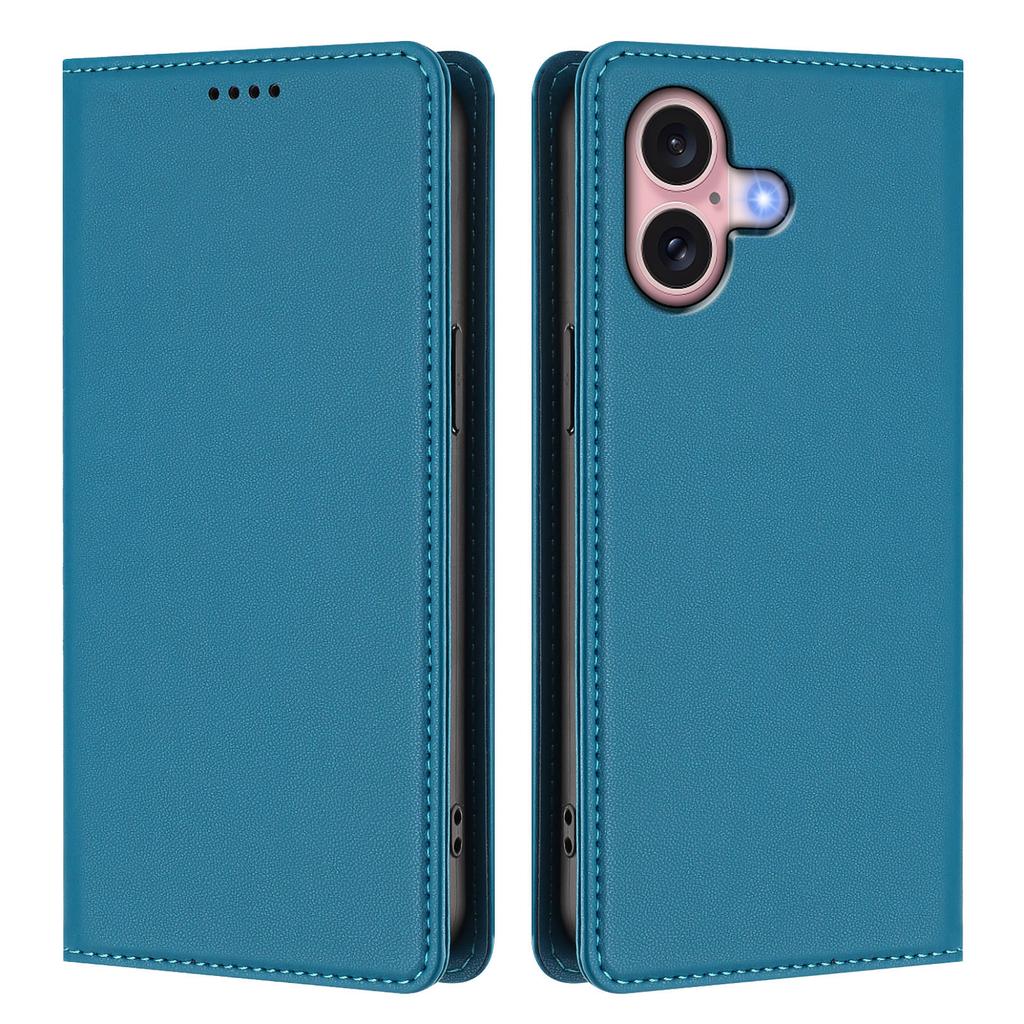 For iPhone 16 Leather Wallet Case Magnetic Closure RFID Blocking Phone Cover