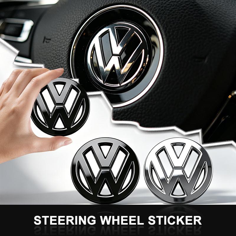 1Pcs ABS Car Steering Wheel Cover Center Badge Emblem Sticker For VW Golf Amarok T5 Phaeton ID3 Tiguan T-Cross GTI QR9