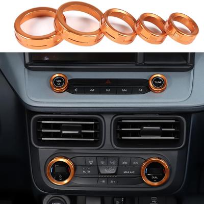 Center Console Dashboard Switch Button Cover Trim for Ford Maverick 2022 2023 2024, AC Volume Headlight Cover Mecha Style (Orange)