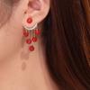 Red Pearl Diamond Ball Back Hanging Stud Earrings Women'S Two-Wear Design Versatility Earrings
