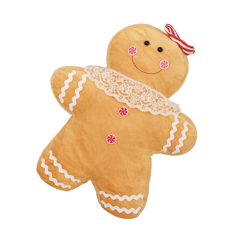 Festive Gingerbread Man Stuffed Throw Pillow for Christmas Festival Soft Plush Toy Pillow Seasonal Holiday Home Decors