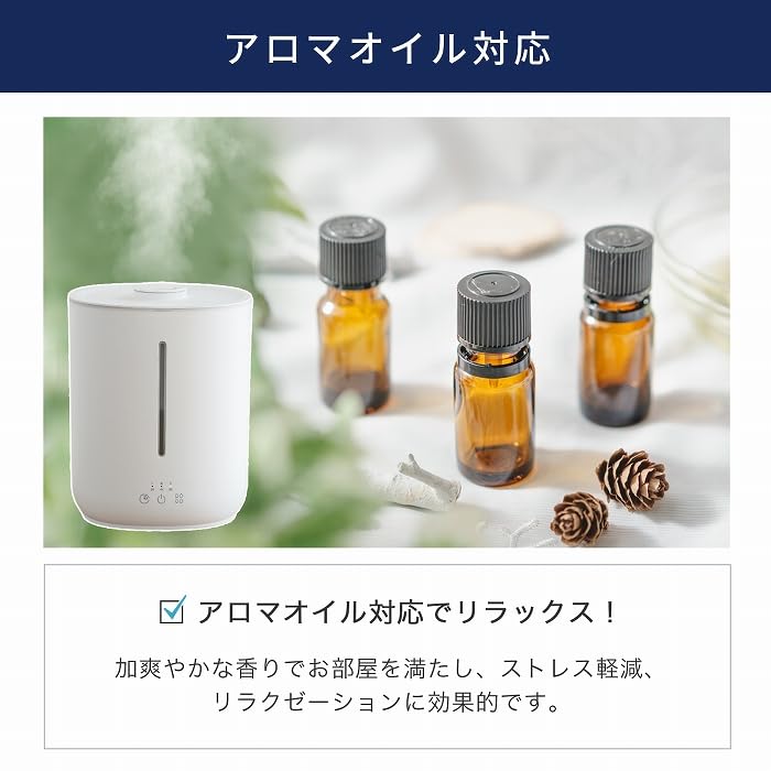 Large Ultrasonic Aroma LED Light to Prevent Dry Easy to Fever White Humidifier, Tabletop, Capacity, Type, Compatible, Timer, Quiet, Burning, Compact,