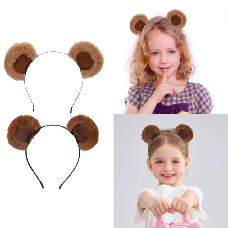 Stretchy Fabric Bear Ears Headwear Skin Friendly Hairband Decorative Hair Hoop Headdress For School Home Parties