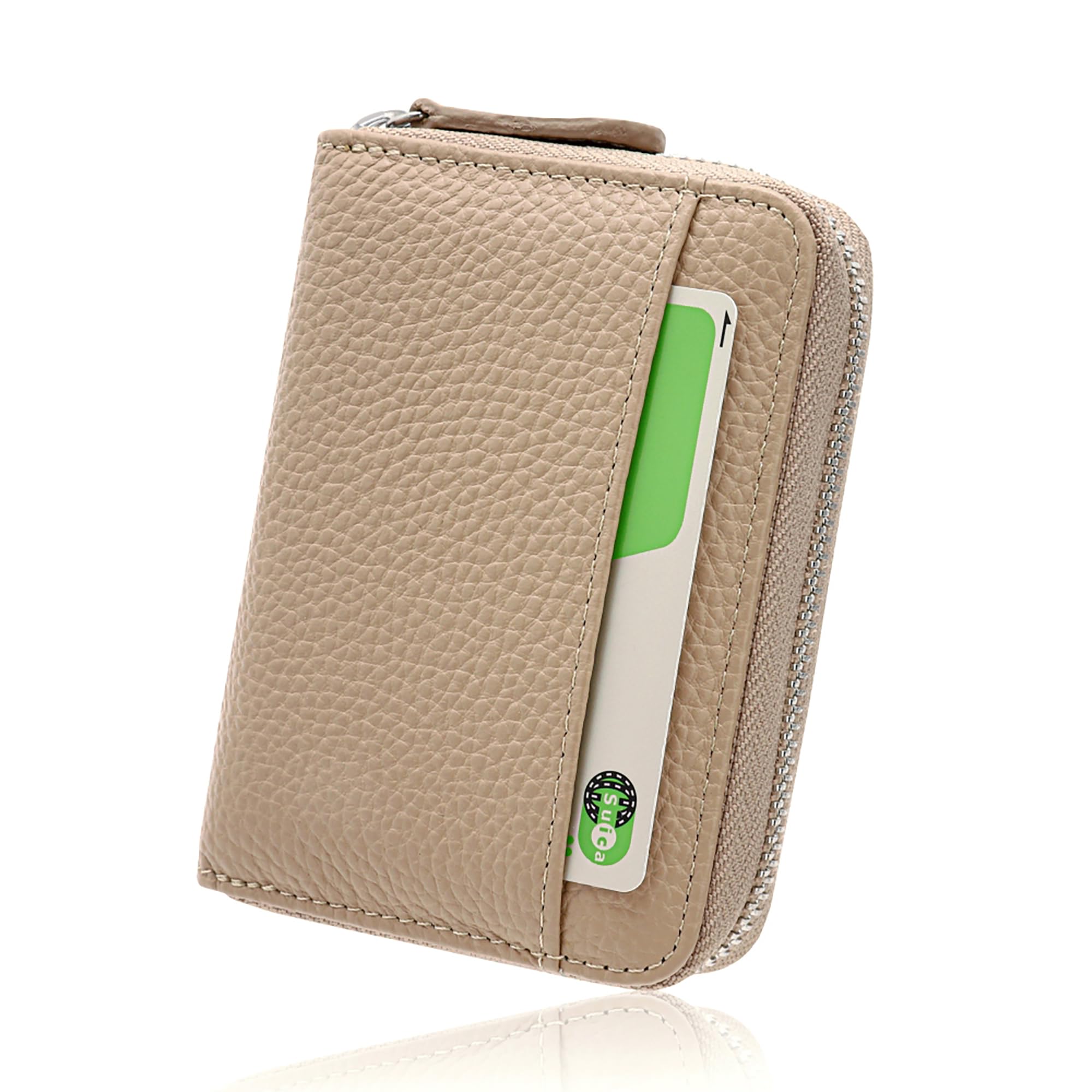 

LASIEM Мини-кейс для купюр без настоящего скимминга с внешним карманом Кошелек/картхолдер Женский, Хранит сложенным , Кожа, Предотвращение, (Серо-бежевый)