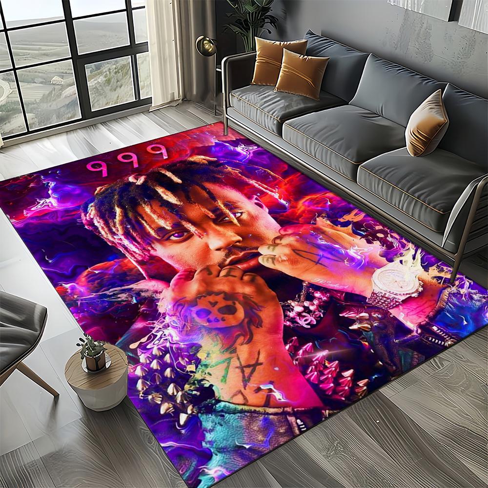 3D-Druck Juice WRLD 999 Legende Rapper Album Teppich für Wohnzimmer Schlafzimmer Haus Sofadekoration, Kinderspiel Rutschfeste Fußmatte