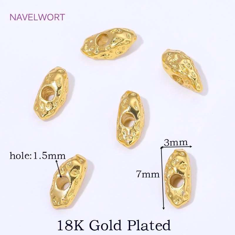 18K Gold Plated Irregular Spacer Beads For Bracelet Making Finding,Separator For Beads,Brass Loose Beads,Supplies For Jewelry