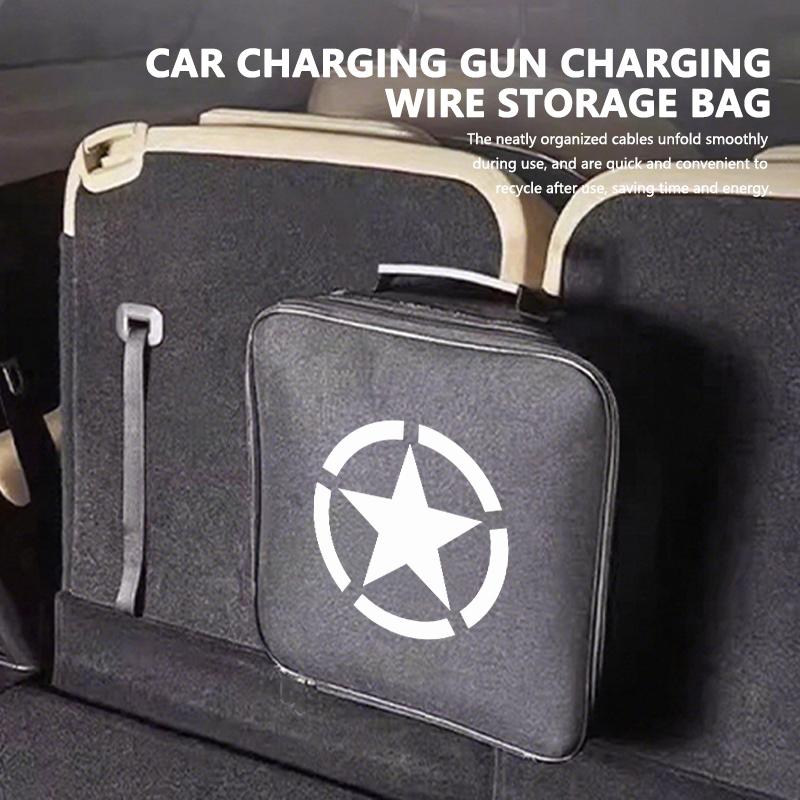 For Jeep Car Logo Cable Case Charging Gun Storage Bag Waterproof Cable Organizer JK JL JKU TJ YJ CJ Wrangler Rubicon Grand