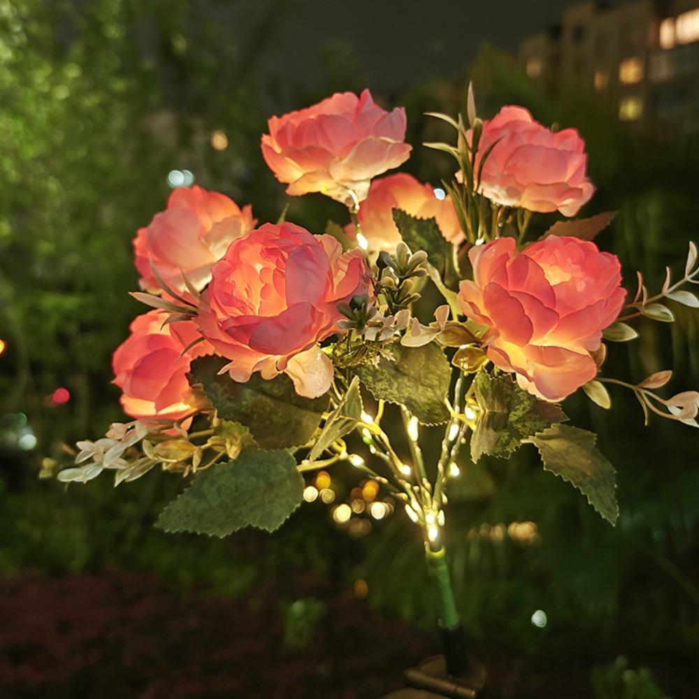 7Head Design Solar Lights Solar Powered Waterproof Outdoor Solar Lights Decorative Light Flower Shape Solar Powered Lights розовый