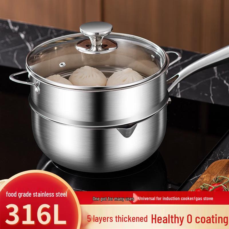 24CM 304 Stainless Steel Pot with Steamer