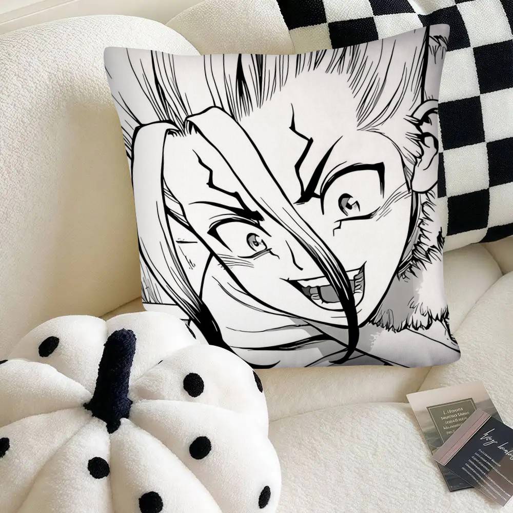 Anime Dr Stone 4 Senku Ishigami Pillow Case Fashion Square Pillowcase Bedroom Sofa Room Ins Decoration Leisure