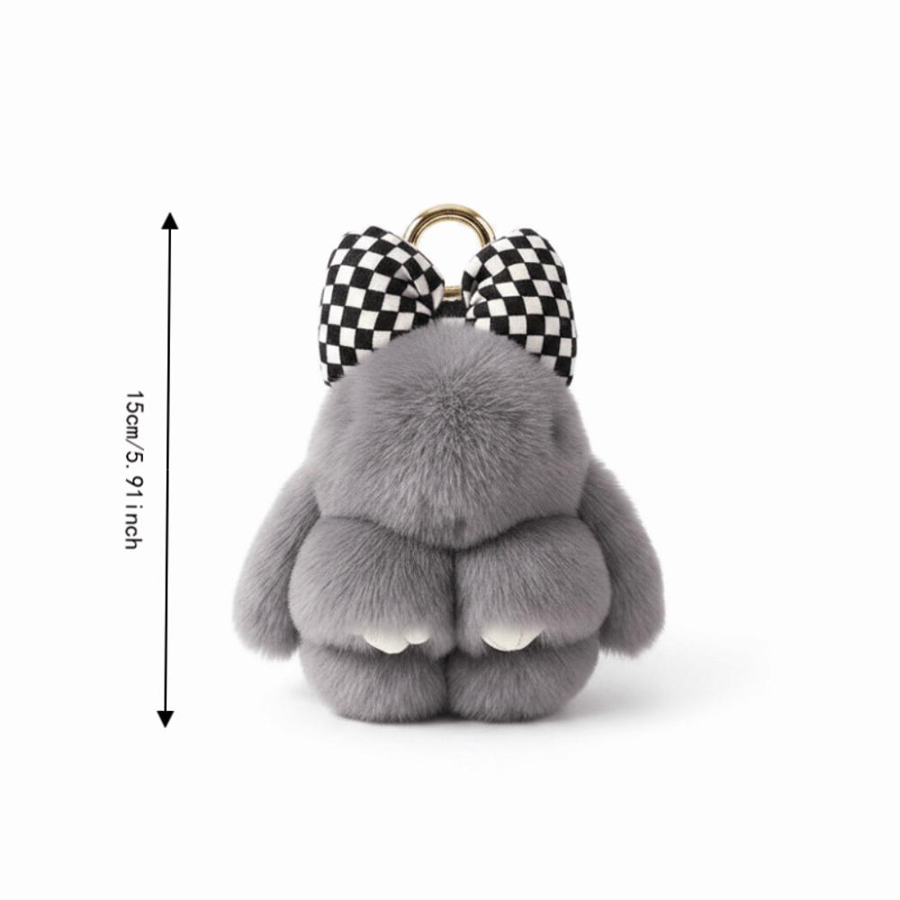 Hair Bow Plush Rabbit Keychain Rabbit Fur Bag Hanging Pendant Accessory Rabbit Plush Keychain Car